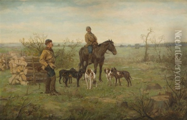 Before The Hunt Oil Painting - Antoni Piotrowski
