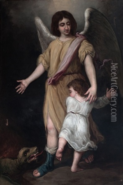 Tobias Y El Angel Oil Painting - Jose Maria Rodriguez De Losada