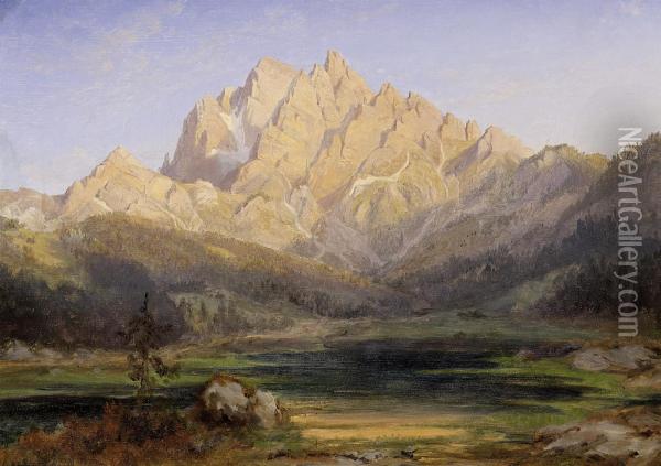 In The Dolomites Oil Painting - Ferdinand Konrad Bellermann