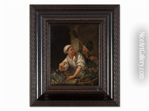 Old Man And Woman Oil Painting - Jacob Van Toorenvliet