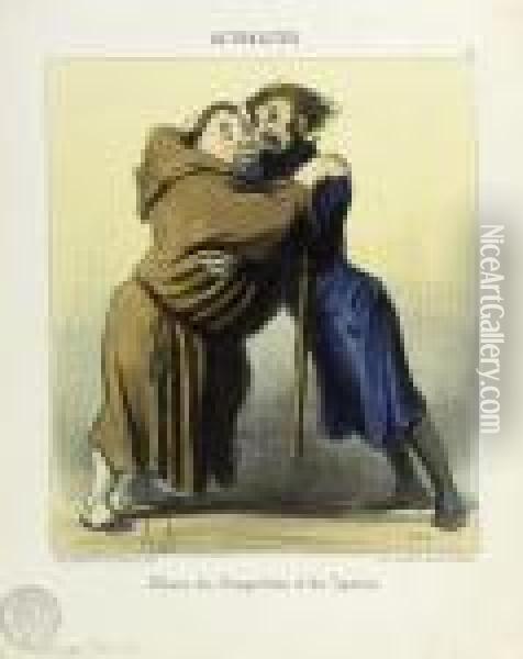 Alliance Des Bonapartistes Et Des Capucins Oil Painting - Honore Daumier