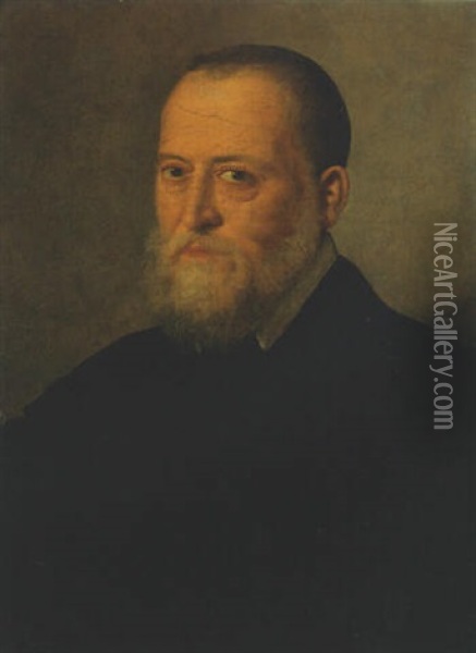 Portrait Of A Gentleman In Black Costume Oil Painting - Jan Stephan von (Calcker) Calcar