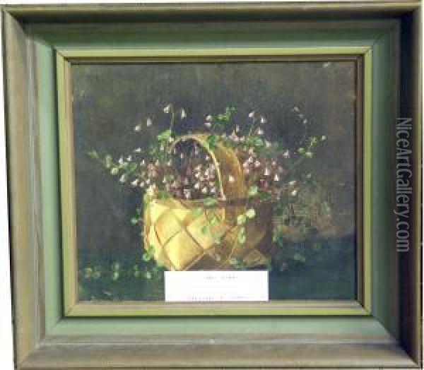Blommor I Korg. Oil Painting - Fanny Hjelm