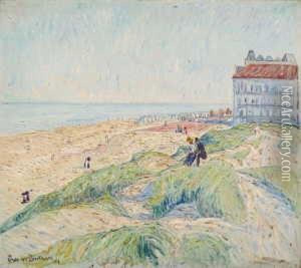 Strand In Knokke (dunenlandschaft) Oil Painting - Theo Von Brockhusen