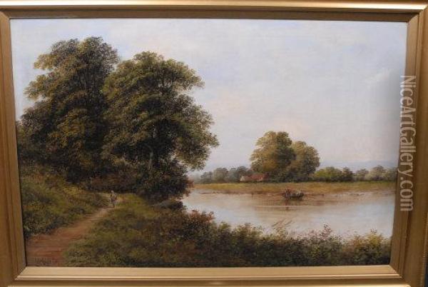 Oxford By The River Bank Oil Painting - George Crozier