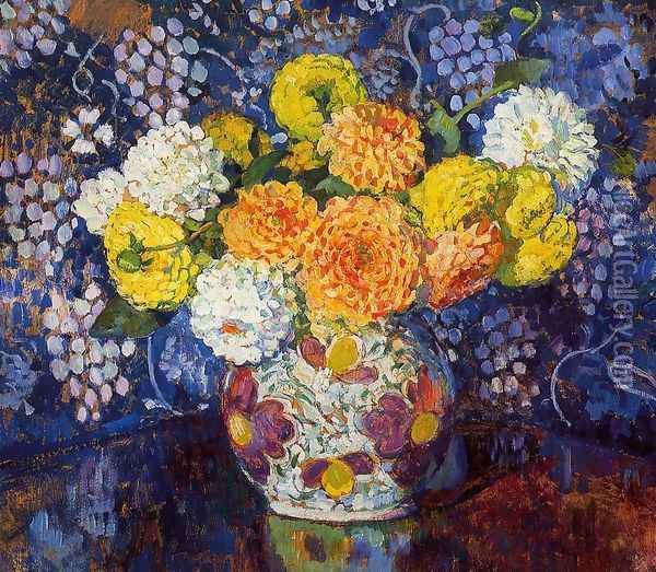 Vase of Flowers Oil Painting - Theo van Rysselberghe