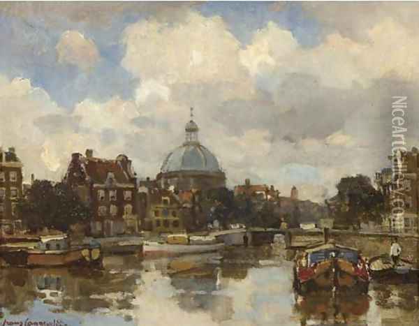 A view on the Lutherse kerk, Amsterdam Oil Painting - Frans Langeveld