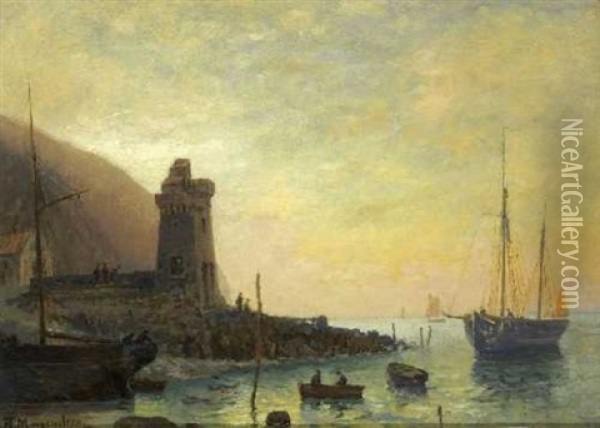 Hafen Im Abendlicht Oil Painting - Friedrich Ernst Morgenstern