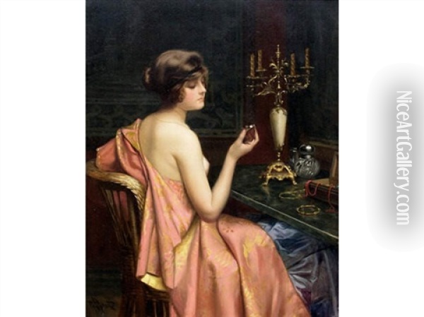 Her Treasure Oil Painting - Harold H. Piffard