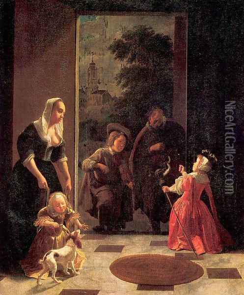 Itinerant Musicians 1660-65 Oil Painting - Jacob Ochtervelt