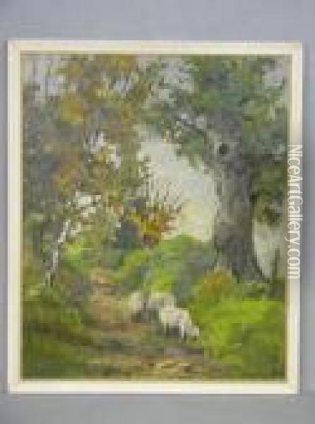 Sheepin A Sunken Lane Oil Painting - James Humbert Craig