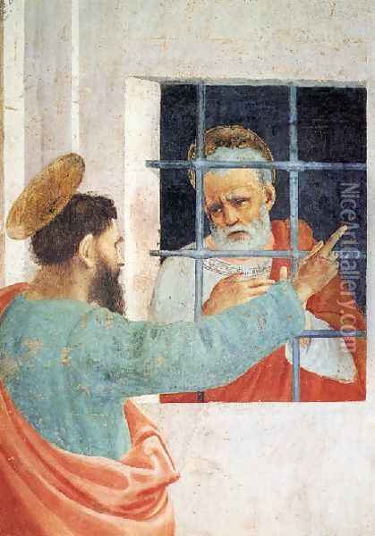 St Peter Visited In Jail By St Paul Oil Painting - Filippino Lippi