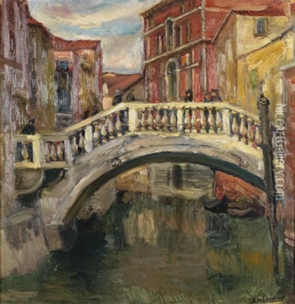 Pont Sur Le Petit Canal A Venise Oil Painting - Georges Dufrenoy