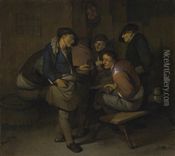 Six Peasants In An Interior Oil Painting - Cornelis Pietersz Bega