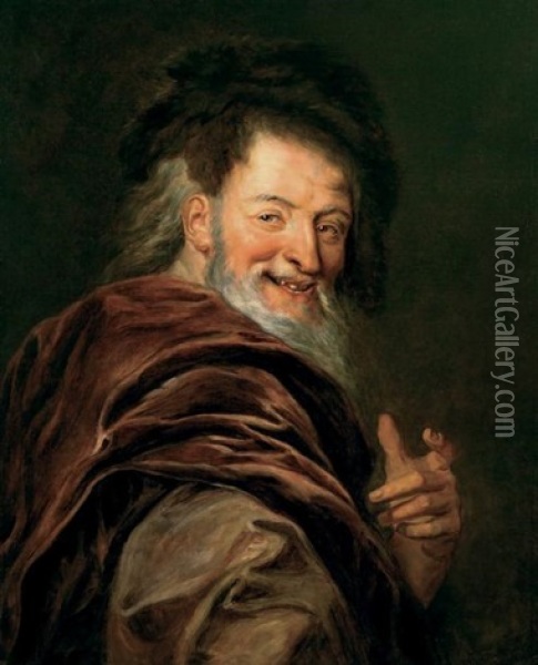 Portrait De Democrite Oil Painting - Charles-Antoine Coypel