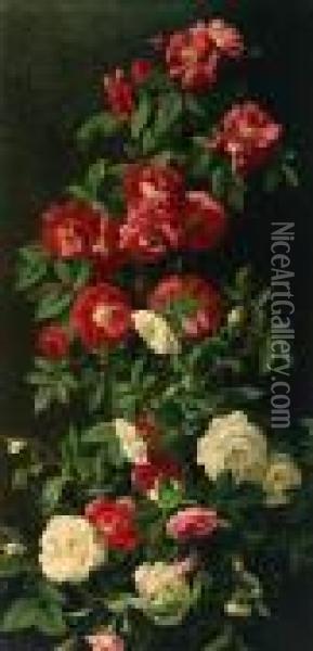 Still Life Of Roses Oil Painting - John Ross Key