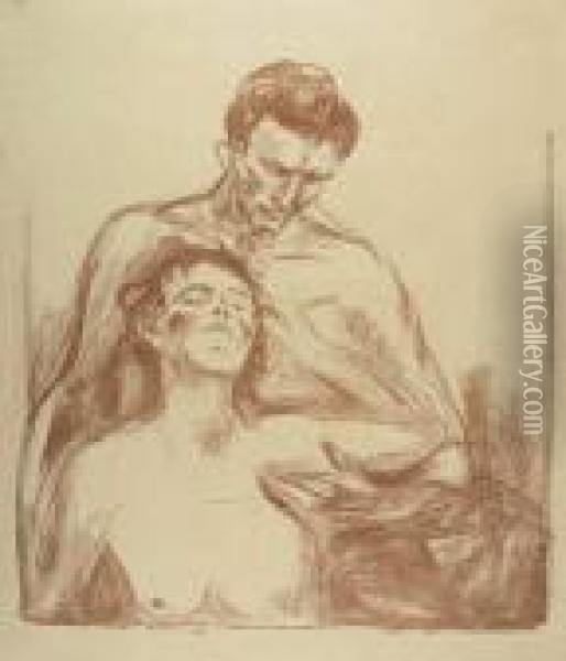 Zwei Menschen. Oil Painting - Edvard Munch