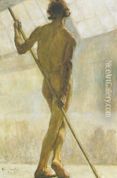 Mannelijk Naakt Op De Rug Gezien Oil Painting - Hendrik Theodorus de Court Onderwater