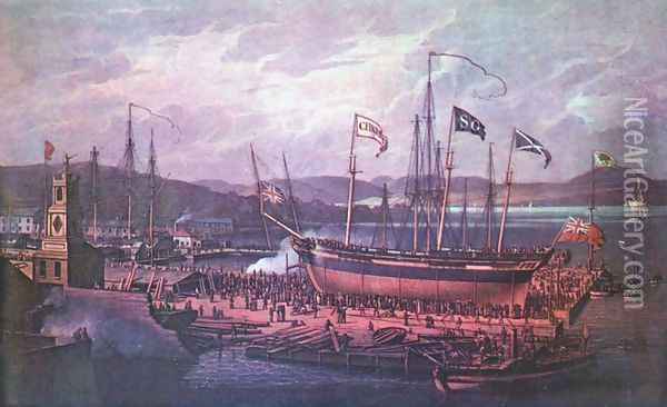 Launch of the S.S. Christian Oil Painting - Robert Salmon
