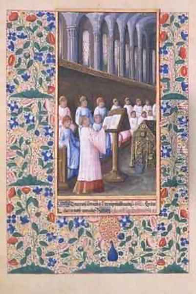 Illustration of a funeral service Oil Painting - Jean Colombe