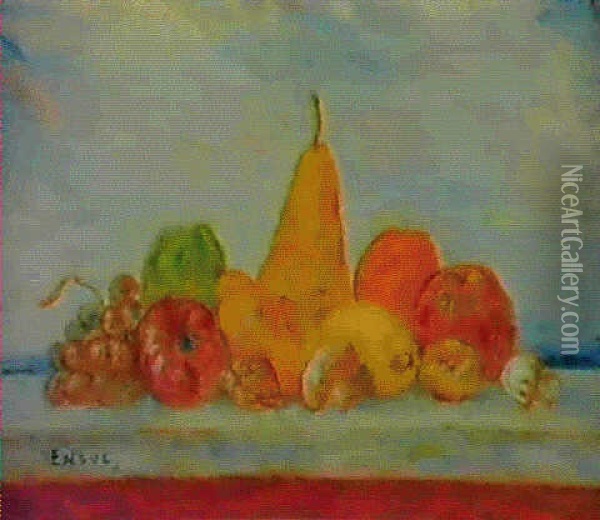 Les Fruits En Lumiere Oil Painting - James Ensor
