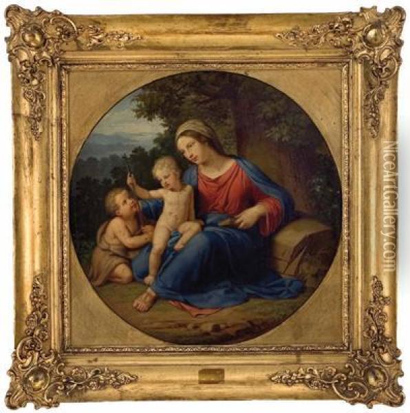 Hl. Maria Mit Jesus Und Johannesknaben Oil Painting - Josef Arnold