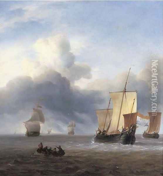Shipping in calm waters Oil Painting - Ludolf Backhuyzen