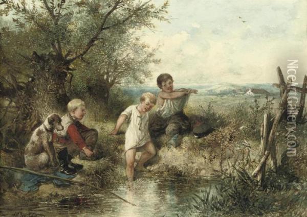 Swimming In The Pond Oil Painting - Jan Mari Henri Ten Kate