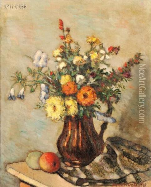 Flowers And Peaches Oil Painting - Simkha Simkhovitch