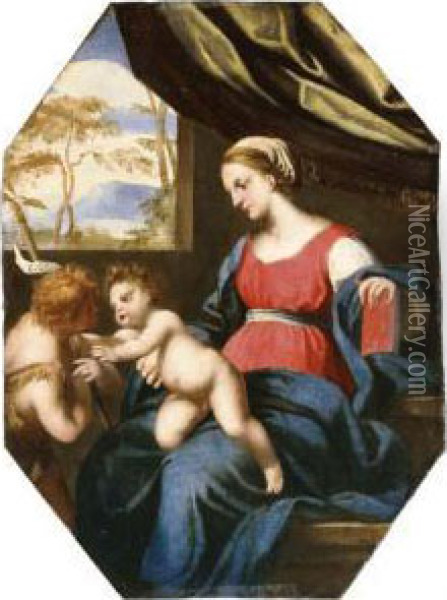 The Madonna And Child With Saint John The Baptist Oil Painting - Ludovico Trasi