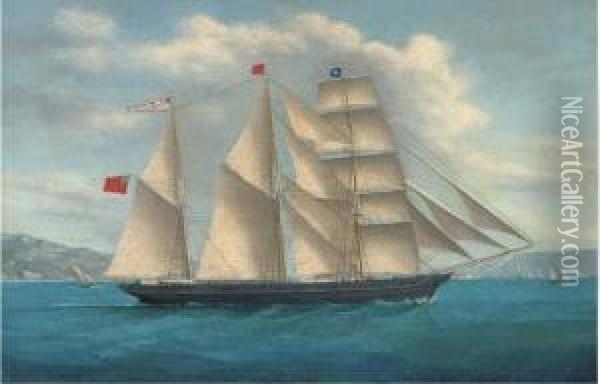 The Barquentine Sparkling Foam In The Mediterranean Offnaples Oil Painting - de Simone Tommaso
