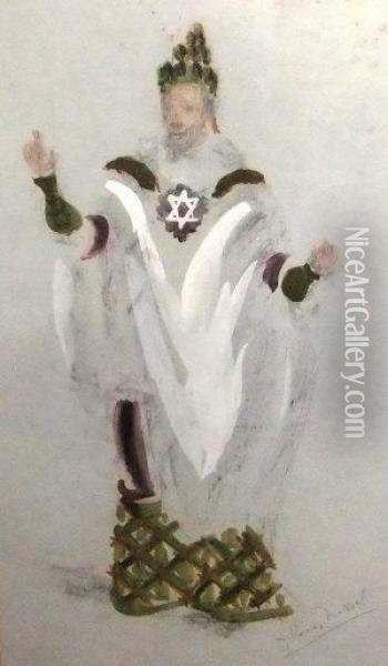 Costume Design For A Jewish Priest Oil Painting - Oliver Messell
