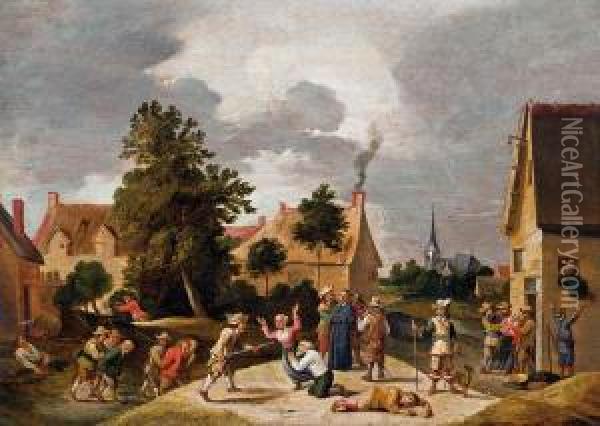 Uberfall Auf Ein Dorf Oil Painting - Abraham Teniers