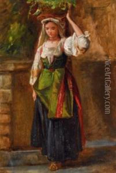 Junge Italienerin Mit Korb Oil Painting - Ascan Lutteroth