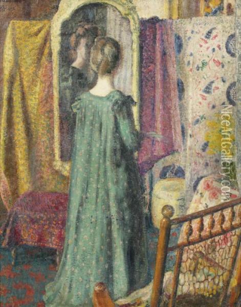 Femme Debout Devant Un Miroir Oil Painting - Georges Lemmen