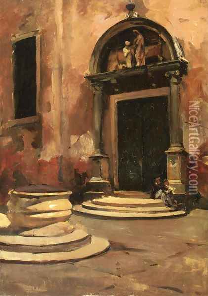 Entrance of Little Church Oil Painting - Ralph Wormsley Curtis