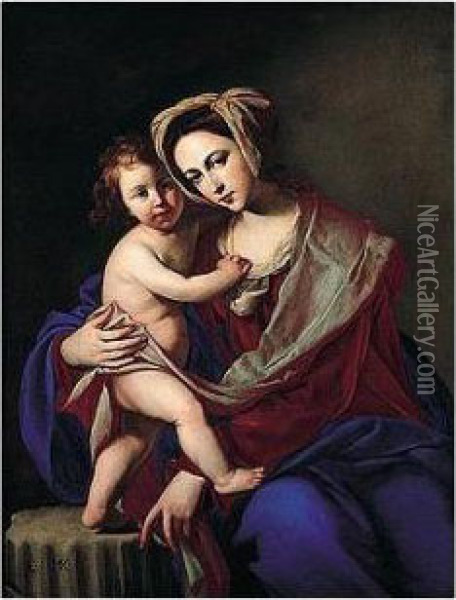 The Madonna And Child Oil Painting - Massimo Stanzione
