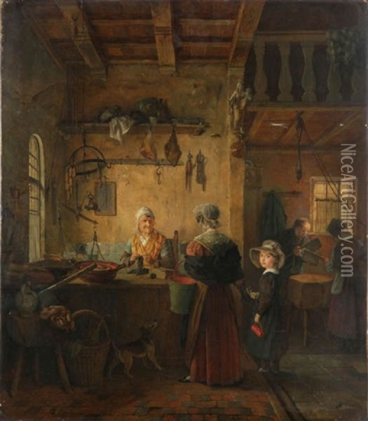 Le Charcutier Oil Painting - Ignatius Josephus van Regemorter