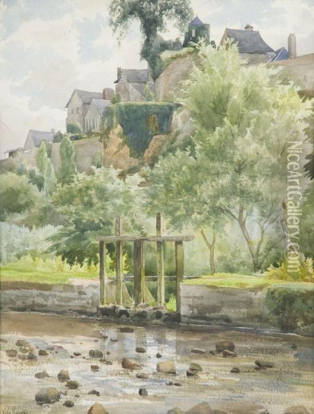Vue D'un Village Fortifie De Bretagne Oil Painting - Leon Le Royer