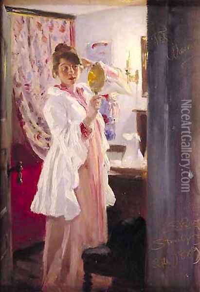 Marie en el espejo Oil Painting - Peder Severin Kroyer