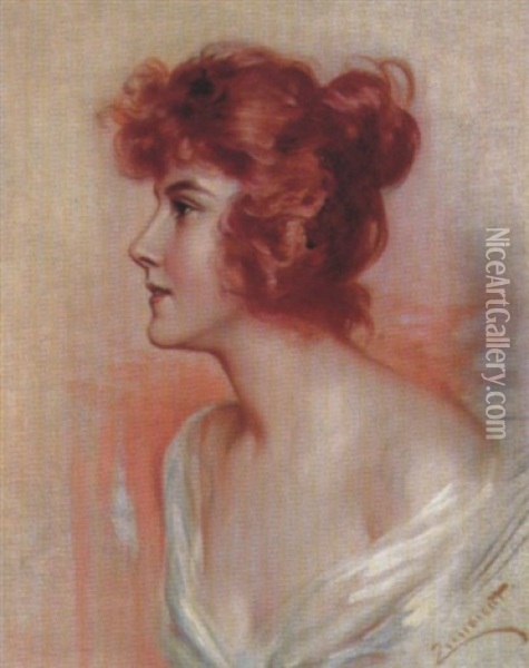 Portrait Einer Jungen Dame Mit Rotem Haar Oil Painting - Ferenc Innocent
