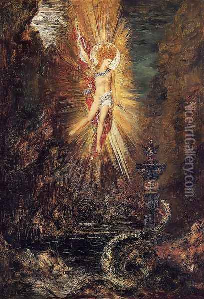 Apollo Vanquishing the Serpent Python Oil Painting - Gustave Moreau