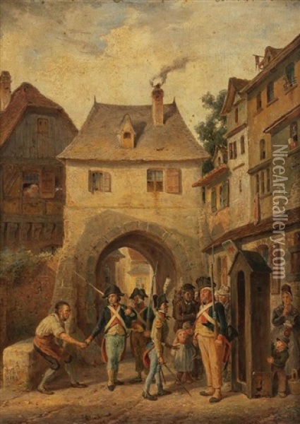 Die Wachen Am Stadttor Oil Painting - Eduard Karl Gustav Lebrecht Pistorius