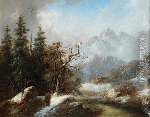 Winter Countryside In Styrsko Oil Painting - Eduard Boehm