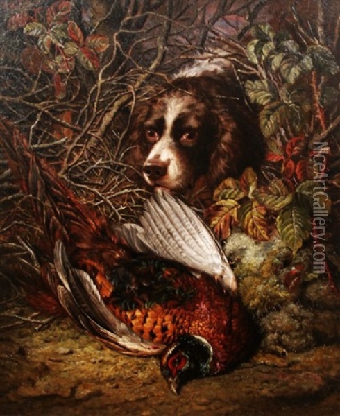 Found In The Brush (+ A Bulldog, Horse And Sleeping Hound, Drawing, Verso) Oil Painting - John Fitz Marshall