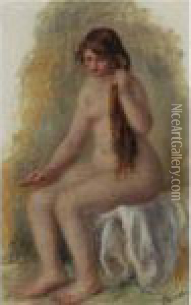Femme Nue Assise Se Coiffant Oil Painting - Pierre Auguste Renoir