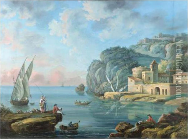 Paysage Maritime Oil Painting - Claude-joseph Vernet