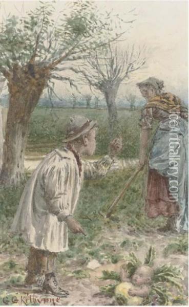 Tending The Cabbage Patch Oil Painting - George Goodwin Kilburne
