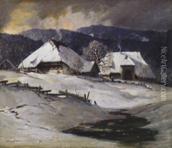 Verschneite Schwarzwaldlandschaft Oil Painting - Karl Hauptmann