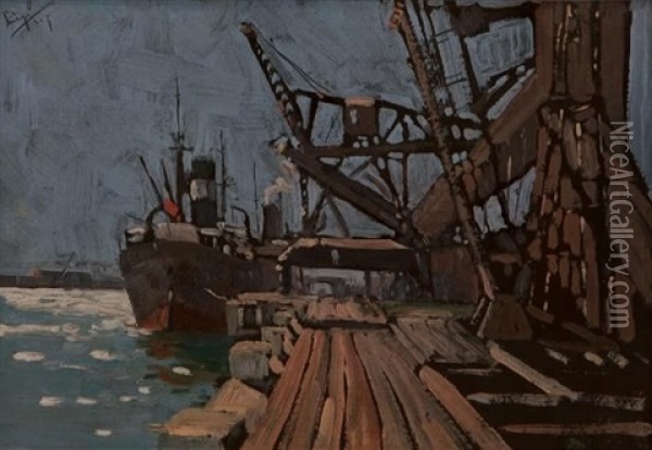 Durban Harbour Oil Painting - Clement (Joseph Charles Louis) Seneque